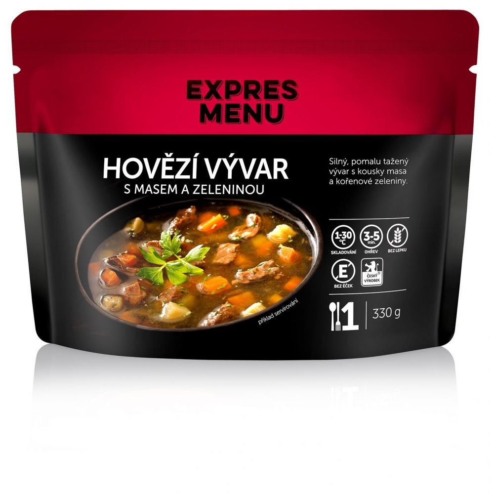 Hovězí vývar s masem a zeleninou - 1 porce - Expres Menu 